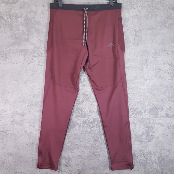 NIKE‎ Trail Lunar Ray Winterized Running Tights Pants Mens Size LARGE Maroon Red